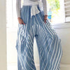 Striped Elastic Waist Wide Leg Pants