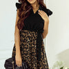 Tied Ruffled Leopard Cap Sleeve Dress