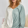 BiBi Twist Front Contrast Cable Knit Top