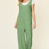 Double Take Full Size Texture Sleeveless Wide Leg Jumpsuit