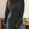 Asymmetrical Hem Cowl Neck Long Sleeve T-Shirt