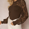 Lace Round Neck Long Sleeve T-Shirt