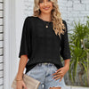 Openwork Round Neck Knit Top