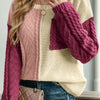 Double Take Full Size Color Block Drop Shoulder Sweater