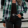 Plus Size Plaid Baseball Collar Zip Up Jacket