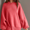 Double Take Side Slit Round Neck Long Sleeve Sweater