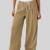 Contrast Waistband Drawstring Wide Leg Pants