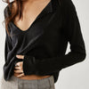 Exposed Seam Notched Long Sleeve T-Shirt