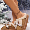 Bow Suede Platform Plush Slippers