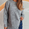 Slit Pearl Trim Round Neck Long Sleeve Sweater