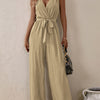 Tied Surplice Sleeveless Wide Leg Jumpsuit