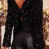 Sequin Round Neck Long Sleeve Blouse