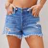 Distressed Raw Hem Denim Shorts