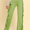 Fringe Trim Wide Leg Pants