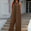 Double Take Full Size Tie Back Cutout Sleeveless Jumpsuit