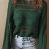 Cable-Knit Openwork Long Sleeve Sweater