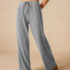 Ribbed Drawstring Wide Leg Pants