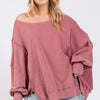 SAGE + FIG Mineral Wash Side Slit Oversized Sweatshirt