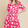 BOMBOM Flower Print Ruched Dress