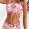 Flower Cutout Wide Strap Two-Piece Cover Up