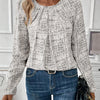 Ruched Round Neck Long Sleeve Blouse