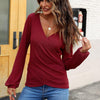 Waffle Knit Surplice Long Sleeve T-Shirt