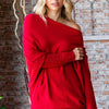 First Love Full Size Asymmetrical Hem Dolman Sleeve Sweater